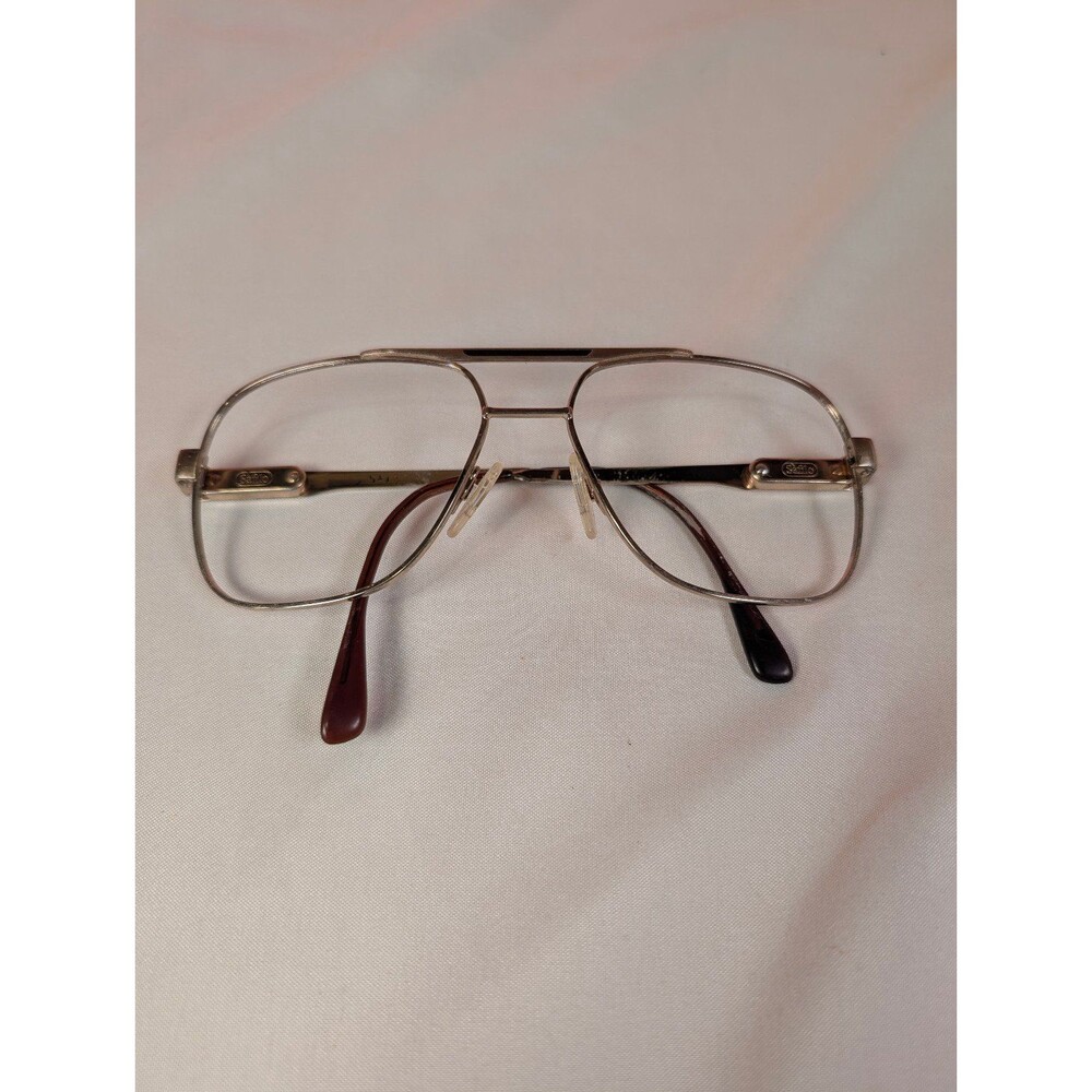 Vintage Safilo Full Rim Crossbar Aviator Eyeglass Frames Gold